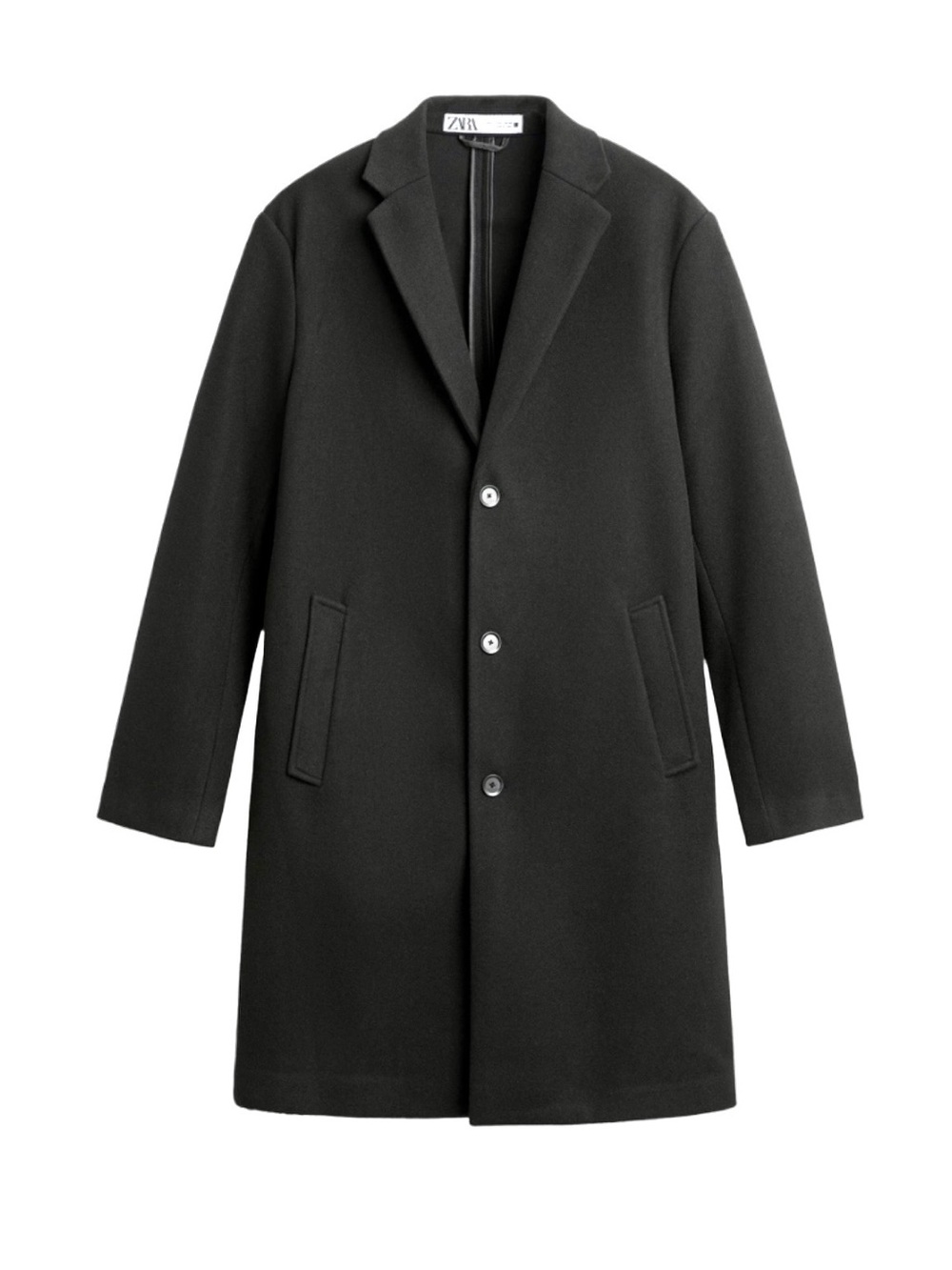 Zara Timeless Sz M Black Chesterfield Midi Pea Coat 5070/300/800/M